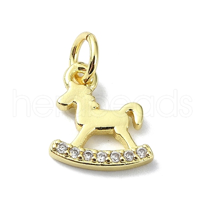 Brass Micro Pave Claer Cubic Zirconia Charms KK-H475-43G-1