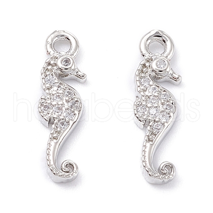 Rack Plating Brass Micro Pave Cubic Zirconia Pendants ZIRC-C026-01P-1