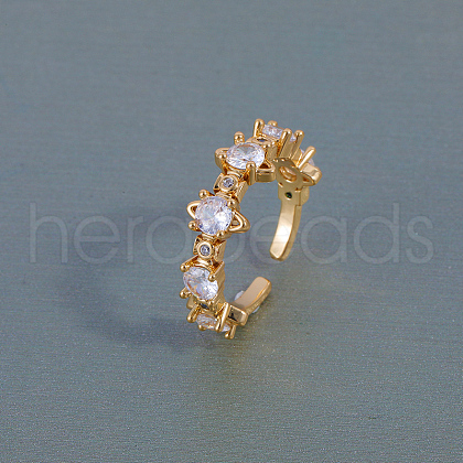 Brass Cubic Zirconia Cuff Rings WA3924-1