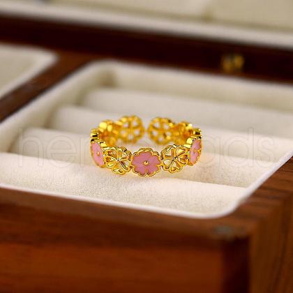 Peach Blossom Brass Enamel Cuff Rings for Women FS-WGC9A18-01-1