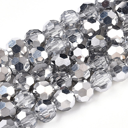 Transparent Electroplate Glass Beads Strands EGLA-A035-T6mm-M01-1
