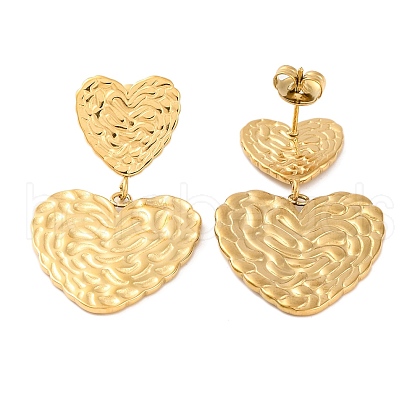 Ion Plating(IP) 304 Stainless Steel Stud Dangle Earrings EJEW-G395-24G-1