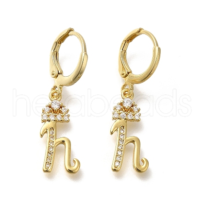 Brass Clear Cubic Zirconia Hoop Earrings EJEW-M045-01H-1