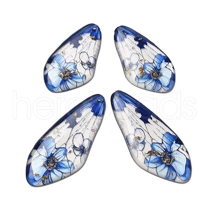 4Pcs Transparent Epoxy Resin Butterfly Wings Pendants RESI-C057-07D-1