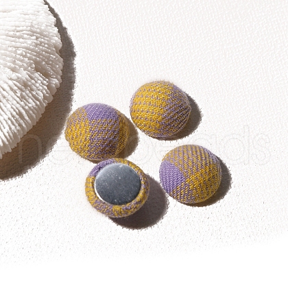 Grid Fabric Round Cabochons Accessories PW-WG87273-04-1