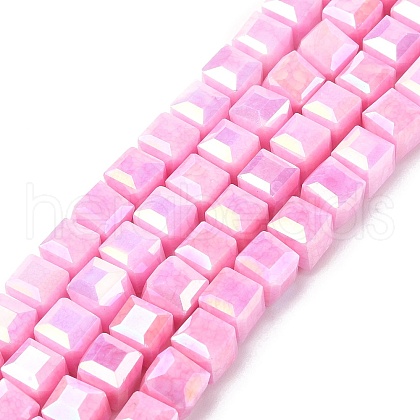 Electroplate Opauqe Glass Beads Strands EGLA-U004-02A-1