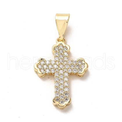 Brass Micro Pave Cubic Zirconia Pendants KK-K355-27G-1