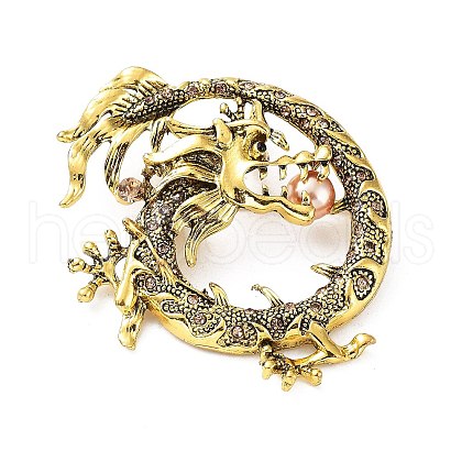 Dragon Rhinestone Brooch Pins JEWB-K018-10AG-1