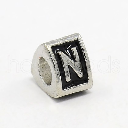 Platinum Plated Zinc Alloy Enamel European Beads X-MPDL-L001-01N-1