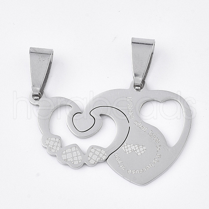 Non-Tarnish 201 Stainless Steel Split Pendants STAS-T048-36-1