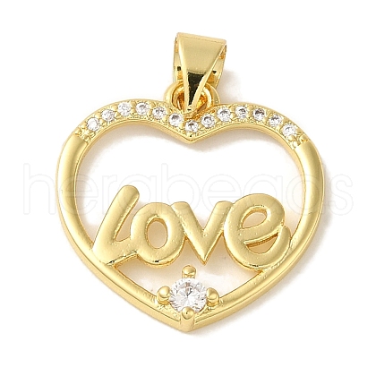 Rack Plating Brass Micro Pave Clear Cubic Zirconia Pendants KK-P267-11C-G-1
