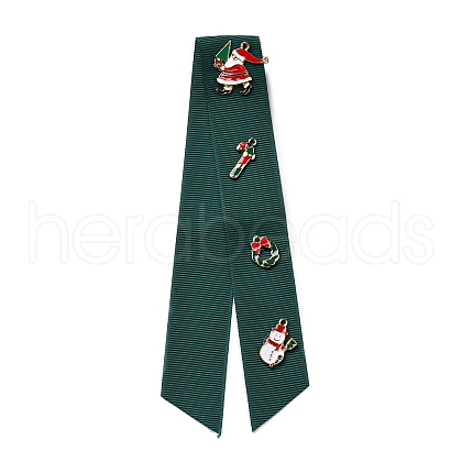 Christmas Polyester Ribbon Safety Pin Brooch JEWB-H012-01B-1