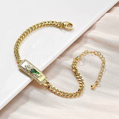 Brass Cuban Link Chain Bracelets BJEW-A035-02G-1