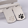 Rectangle with Paw Print 304 Stainless Steel Pendants STAS-I060-15-1