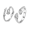 S925 Silver Hug Rose Couple Rings Adjustable Unique Design EG1588-1