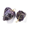 Raw Rough Natural Amethyst Copper Wire Wrapped Pendants KK-F868-26G-2