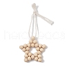 Wooden Star Pendant Decorations HJEW-P019-08B-1