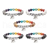 Chakra Theme Gemstone & Synthetic Hematite Beaded Stretch Bracelets for Women BJEW-JB09278-1