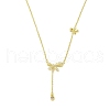 Brass Micro Pave Clear Cubic Zirconia Bowknot Pendant Necklaces NJEW-P313-01G-2