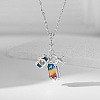 Airplane & Camera & Trunk 304 Stainless Steel Micro Pave Clear Cubic Zirconia Pendant Necklaces FS-WG81D22-02-1