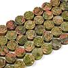 Natural Unakite Carved Beads Strands G-B088-A02-01-2