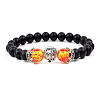 Natural Frosted Stone Round Beads Stretch Bracelets QM6104-16-1