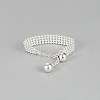 925 Sterling Silver Round Beaded Chain Adjustable Finger Rings for Women FS-WGBA7E8-01-3