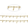 Brass Rectangle & Cubic Zirconia Flat Round Link Chains CHC-P010-04G-2