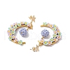 2Pairs Glass Seed Beads Moon Dangle Stud Earrings EJEW-MZ00402-6