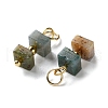 Natural Indian Agate Cuboid Beaded Pendants STAS-C120-02G-03-2