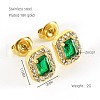 304 Stainless Steel Cubic Zirconia Stud Earrings FS-WGD0B7C-15-1