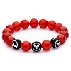 Natural Red Agate Round Beaded Stretch Bracelet BJEW-SW00077-08-1