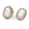 Mother's Day Jewellery Rack Plating Oval Brass With Rhinestone & Natural Pearl Handmade Indonesia Stud Earrings EJEW-U010-04B-G-1