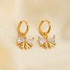 Elegant Brass Clear Cubic Zirconia Bowknot Hoop Earrings LP5969-3