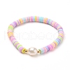 Polymer Clay Heishi Beads Stretch Bracelets BJEW-JB05707-01-1