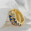 S925 Sterling Silver Colorful Cubic Zirconia Hoop Earrings ZY9820-1-3
