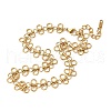304 Stainless Steel Bowknot Ring Link Chain Necklaces for Women NJEW-Z086-03G-2