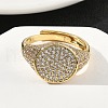 Brass Micro Pave Cubic Zirconia Cuff Rings for Women RJEW-A069-13G-03-2