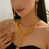 Vintage Middle Eastern Alloy Hollow Teardrop Leaf Tassel Earrings & Necklaces Sets for Women HQ8145-2