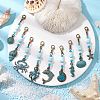 9Pcs Ocean Theme Alloy Charm & Glass Beads Pendant Decorations HJEW-JM03158-1