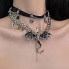 Alloy Resin Rhinestone and Faux Leather Choker Necklaces FS-WGA08B0-01-3