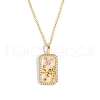 Brass Micro Pave Cubic Zirconia Rectangle with Constellation Pendant Necklaces PW-WG95654-02-1