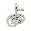 Non-Tarnish Reiki Symbol 201 Stainless Steel Pendants STAS-A094-03A-P-1