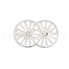 Rack Plating Brass Pave Clear Cubic Zirconia Double Wheel Links Connector Charms KK-S379-07S-1