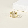 Brass Micro Pave Cubic Zirconia Adjustable Cuff Rings for Women FS-WGFBE33-01-1