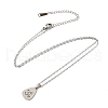 201 Stainless Steel Teardrop with Yoga Pendant Necklace with Cable Chains NJEW-Q317-35P-1