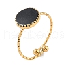 Ion Plating(IP) 304 Stainless Steel Enamel Flat Round Open Cuff Rings for Women RJEW-L107-075B-G-1