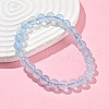 Natural Aquamarine Round Bead Stretch Bracelets for Men Women BJEW-U034-01D-02-3