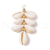 Natural Cowrie Shell Color-Changing Cluster Pendants PALLOY-JF03560-01-1