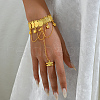 Elegant Middle Eastern Floral Brass Charm Bracelet with Coin Chains TF1222-2